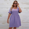 Damen lässiges Sommerkleid mit breiten Ärmeln und quadratischem Ausschnitt R&B