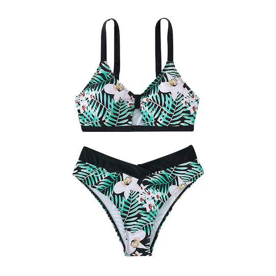 Damen Triangel-Bikini mit floralem Muster und sportlichem Design R&B
