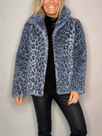 R&B | Mantel - Kunstpelz - Oversized Fit - Reverskragen - Leopardenprint