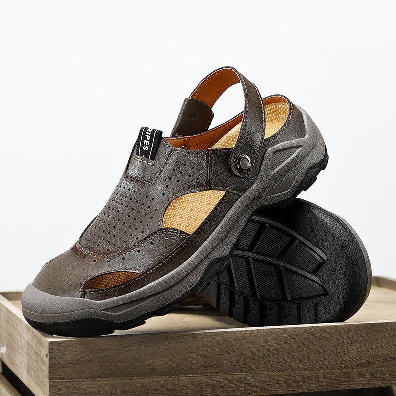 Damen Sommerliche Leder-Sandalen mit atmungsaktivem Design R&B