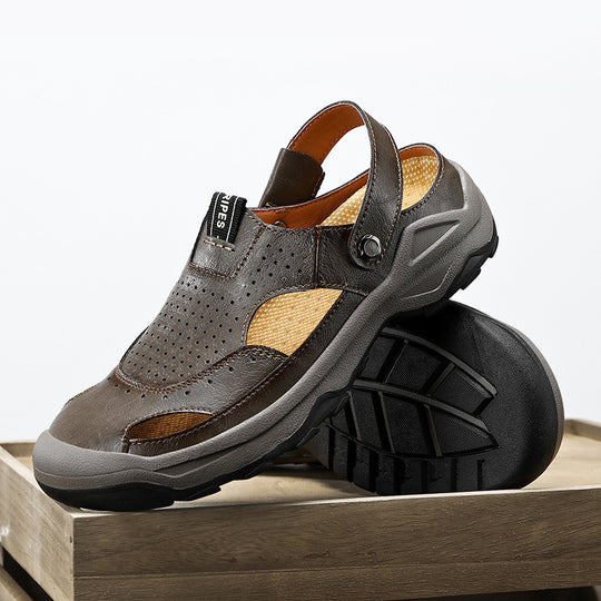Damen Sommerliche Leder-Sandalen mit atmungsaktivem Design R&B