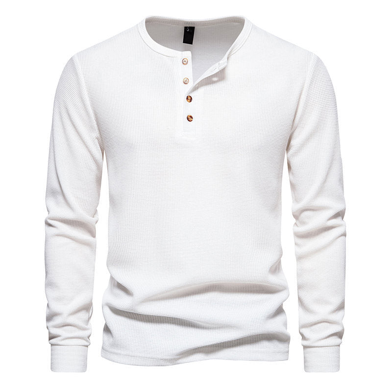 Herren Langarmshirt mit Knopfleiste und strukturiertem Design R&B