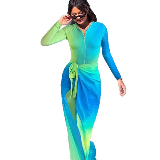 Damen Strategische UV-Schutz-Strandkleid R&B