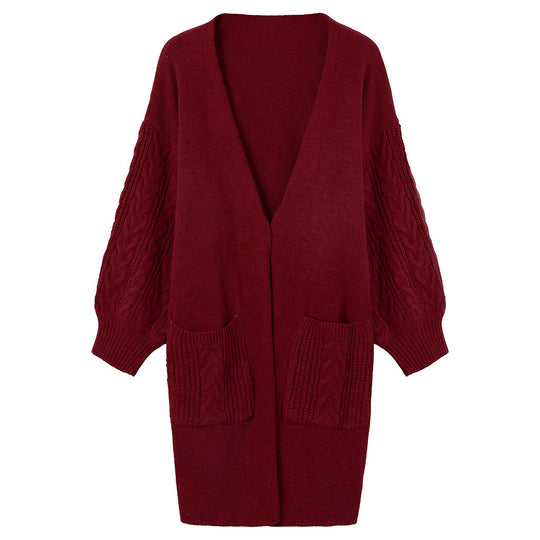 Damen Großer Strickcardigan mit voluminösen Ärmeln und praktischen Taschen R&B