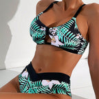 Damen Bikini mit floralem Design und verstellbaren Trägern R&B