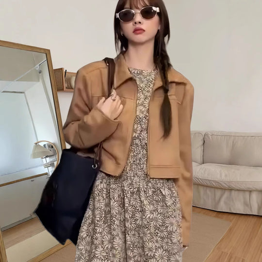 Damen Lässig cropped Jacke R&B