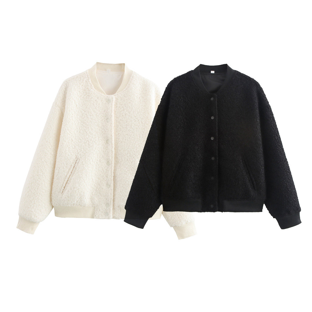 Damen Fleecejacke mit strukturiertem Stoff und praktischem Knopfverschluss R&B