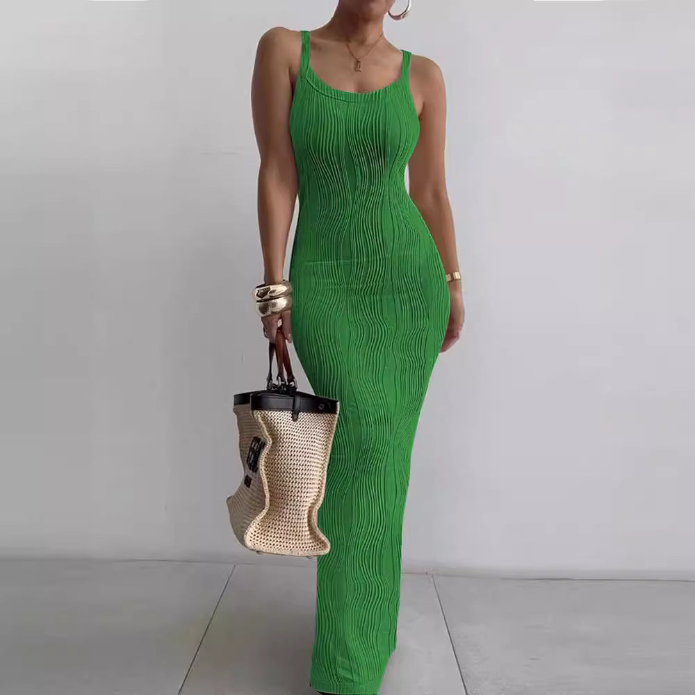 Damen Figurbetontes Maxikleid mit Rippenstruktur R&B
