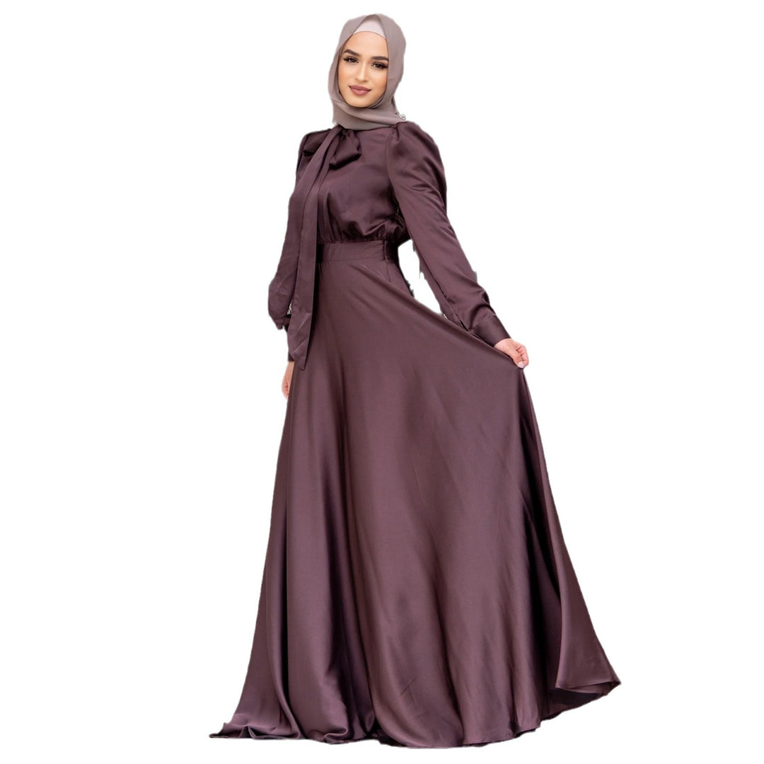 Damen Maxi-Kleid mit fließenden Ärmeln und elegantem Taillengürtel R&B