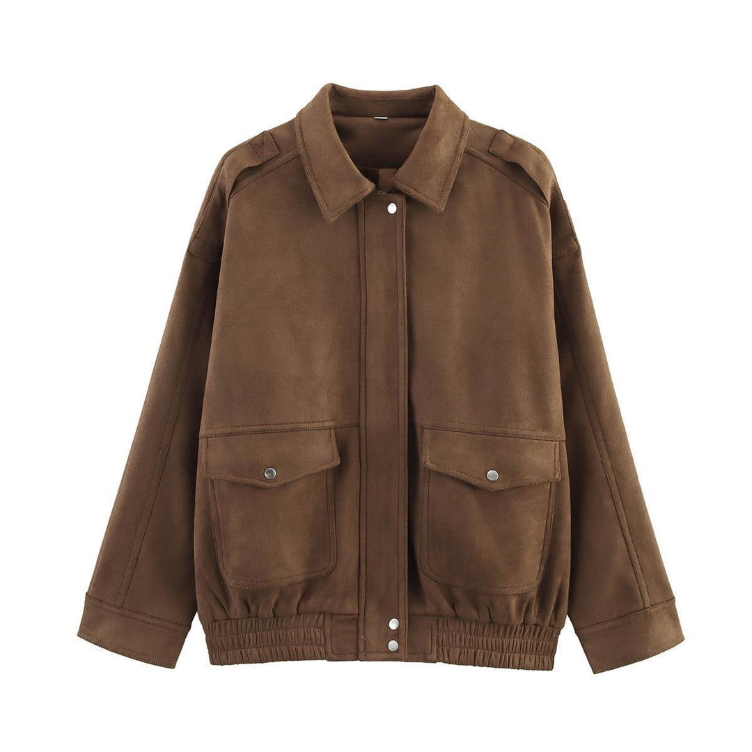 Damen Kunstlederjacke mit praktischen Taschen und elastischem Bund R&B
