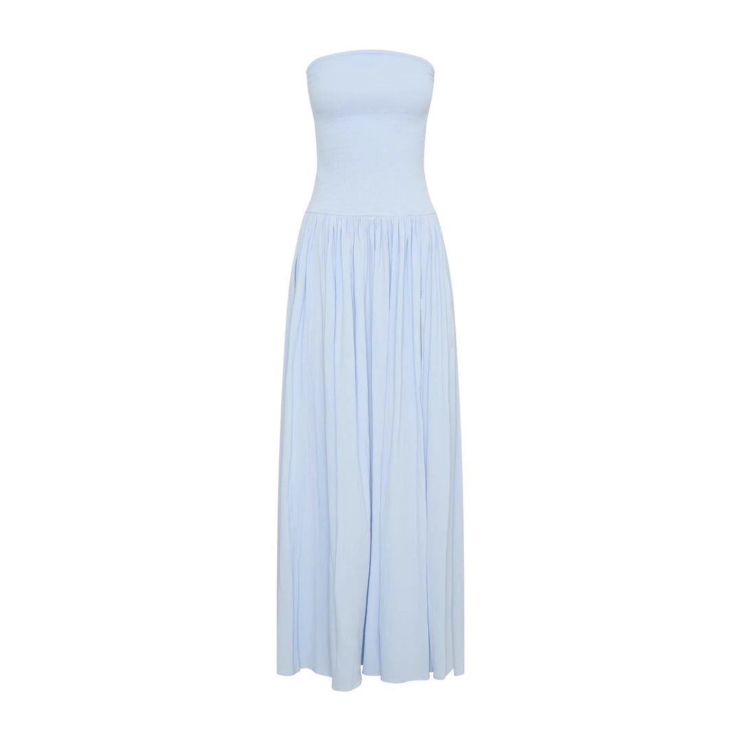 Damen Maxi-Kleid mit elastischem Oberteil und fließendem Rock R&B
