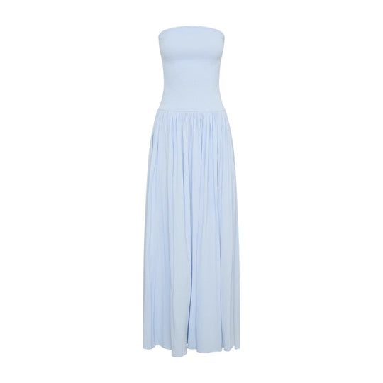 Damen Maxi-Kleid mit elastischem Oberteil und fließendem Rock R&B