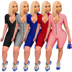 Damen Sportlicher Jumpsuit mit Reißverschluss und figurbetontem Schnitt R&B