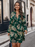 Damen Kurzarm-Kleid mit einzigartigem Tiermuster R&B