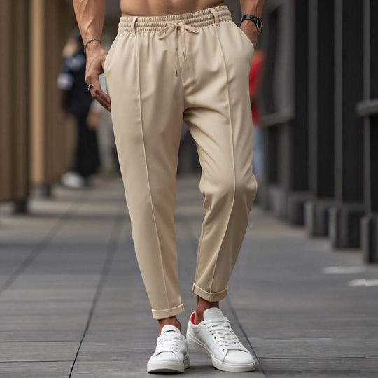 R&B | Herren Gerade Passform Elastischer Bund mit Kordelzug Weicher Baumwollmix