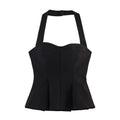 Damen Chic Haltertop mit tailliertem Schnitt und raffinierter Rüsche R&B