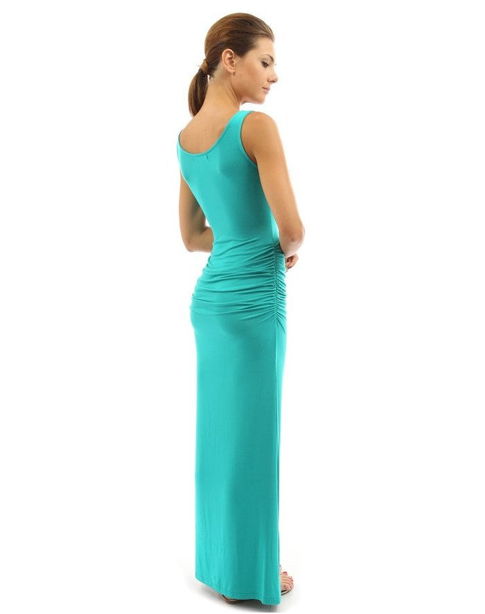 Damen figurbetontes Maxikleid mit Raffungen R&B