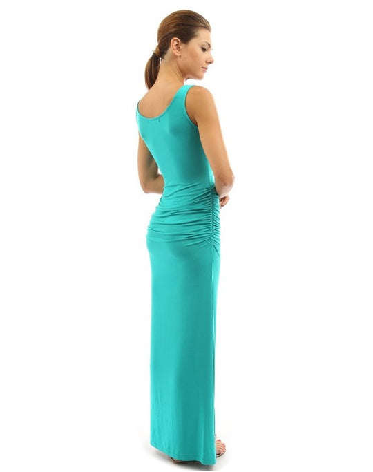 Damen figurbetontes Maxikleid mit Raffungen R&B