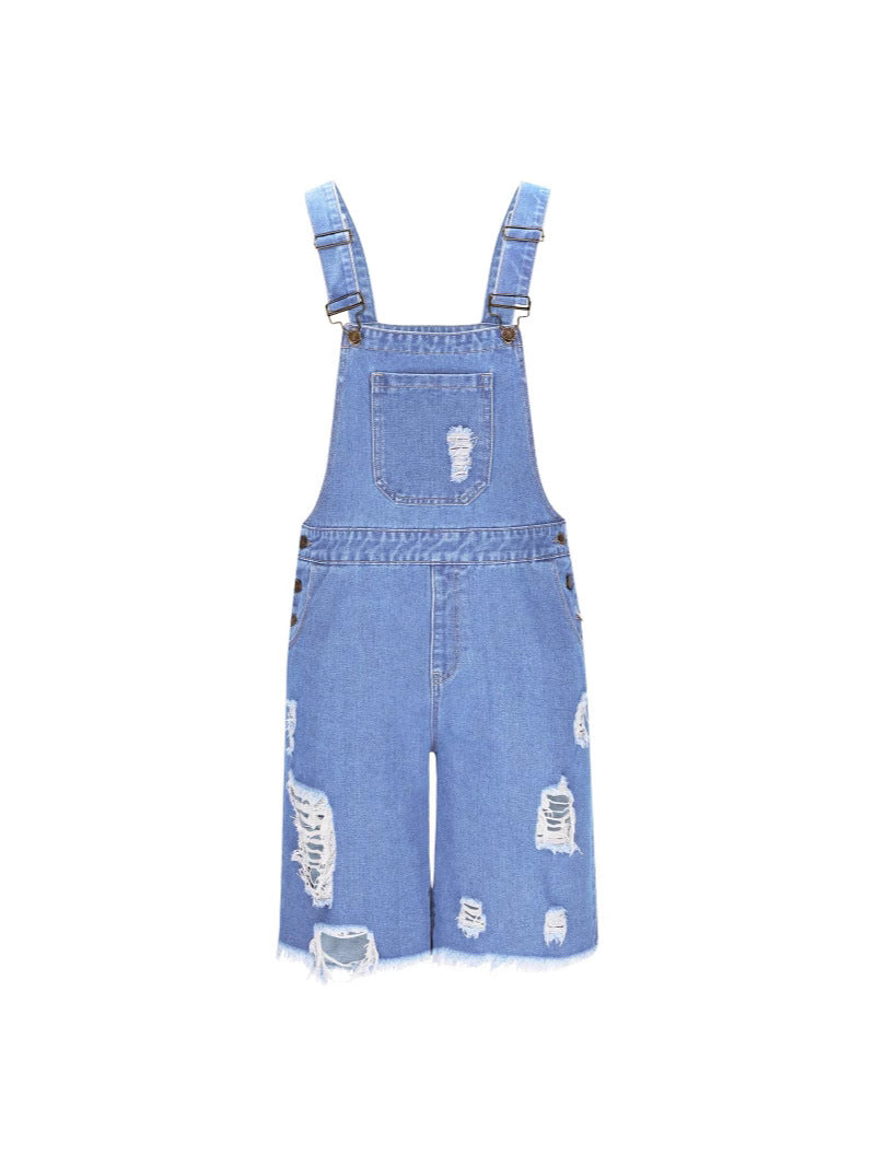 Herren Lässige Denim-Latzhose im distressed Look R&B