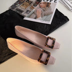 Damen Ballerinas mit quadratischem Zehenbereich und modischem Kastenschließe R&B