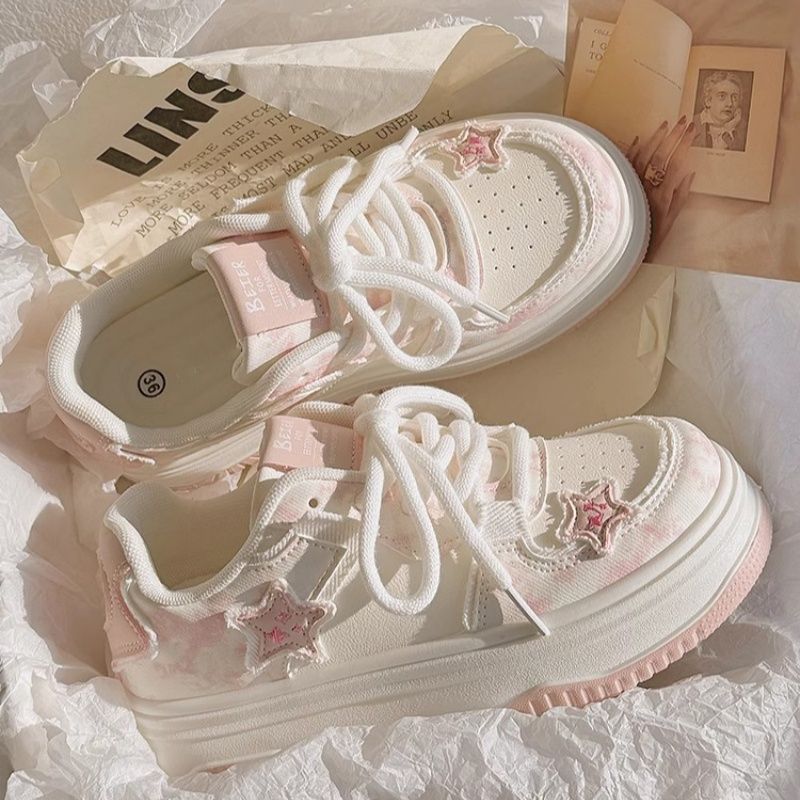 Damen Modische Sneakers mit Sternen-Applikationen