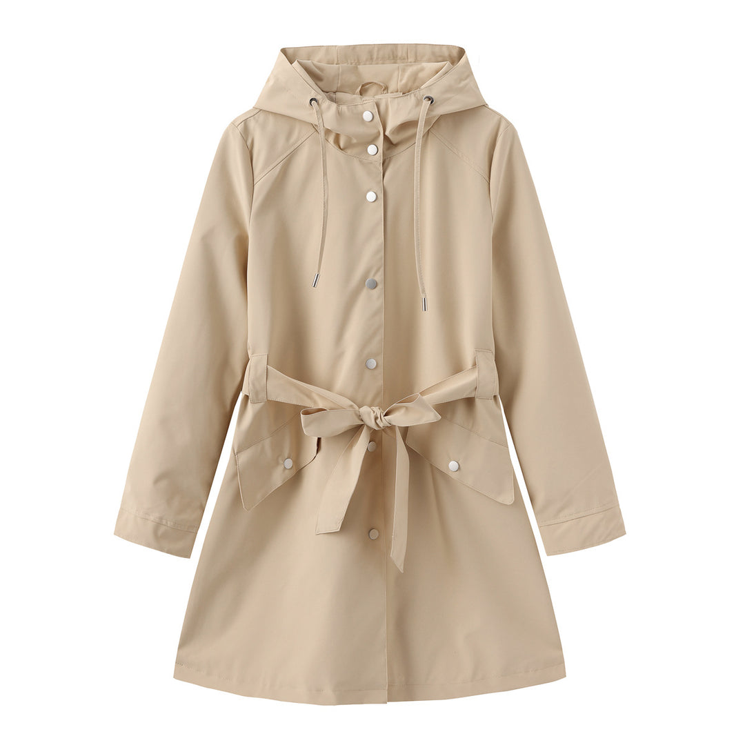 Damen modische Outdoorjacke mit Gürtel und Kapuze R&B