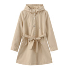 Damen modische Outdoorjacke mit Gürtel und Kapuze