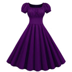 Damen A-Linien Kleid mit Puffärmeln und Taillierung