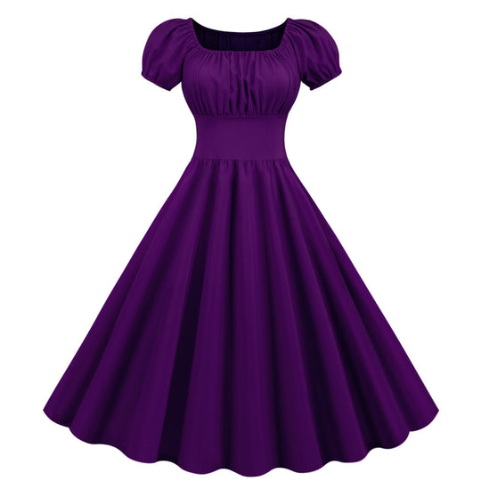 Damen A-Linien Kleid mit Puffärmeln und Taillierung R&B