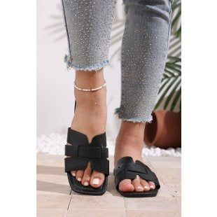 Damen Komfortable Slip-On Sandalen mit modischen Riemen R&B