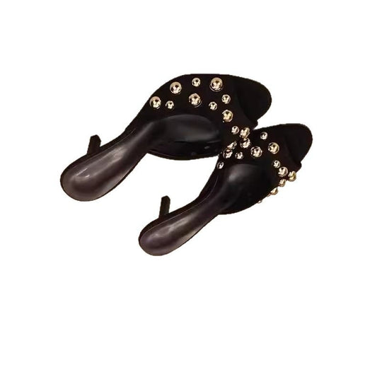 Damen elegante Mules mit dekorativen Perlen R&B
