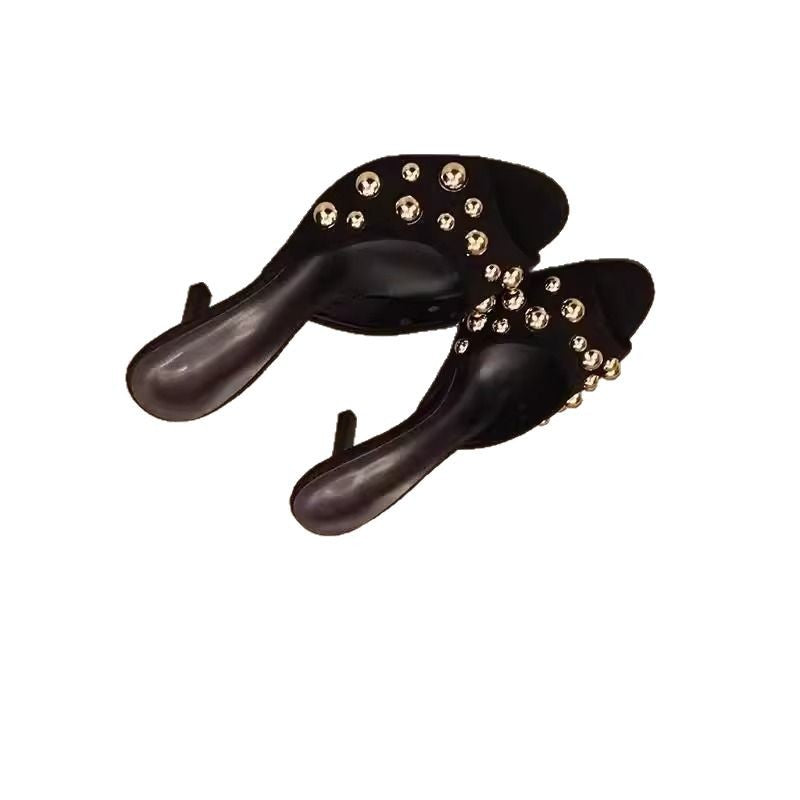 Damen elegante Mules mit dekorativen Perlen R&B