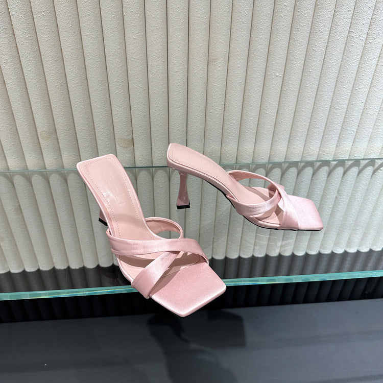 Damen elegante High Heel Sandalen mit gekreuzten Riemen R&B