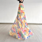 Damen Maxi-Rock mit floralem Chiffon-Design und schwingendem Saum R&B