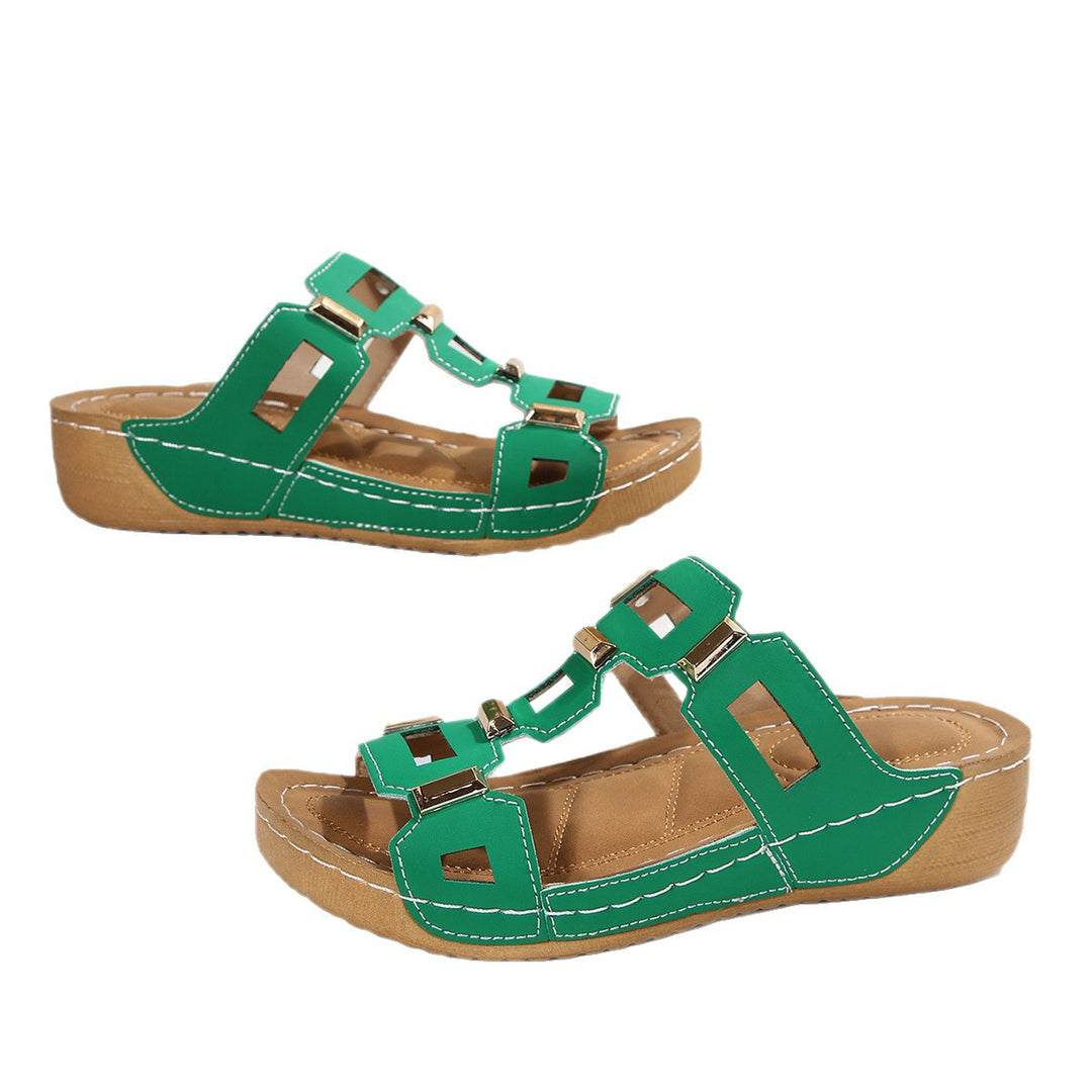 Damen modische Pantolette mit durchbrochenem Design und elegantem Schnallenverzierung R&B