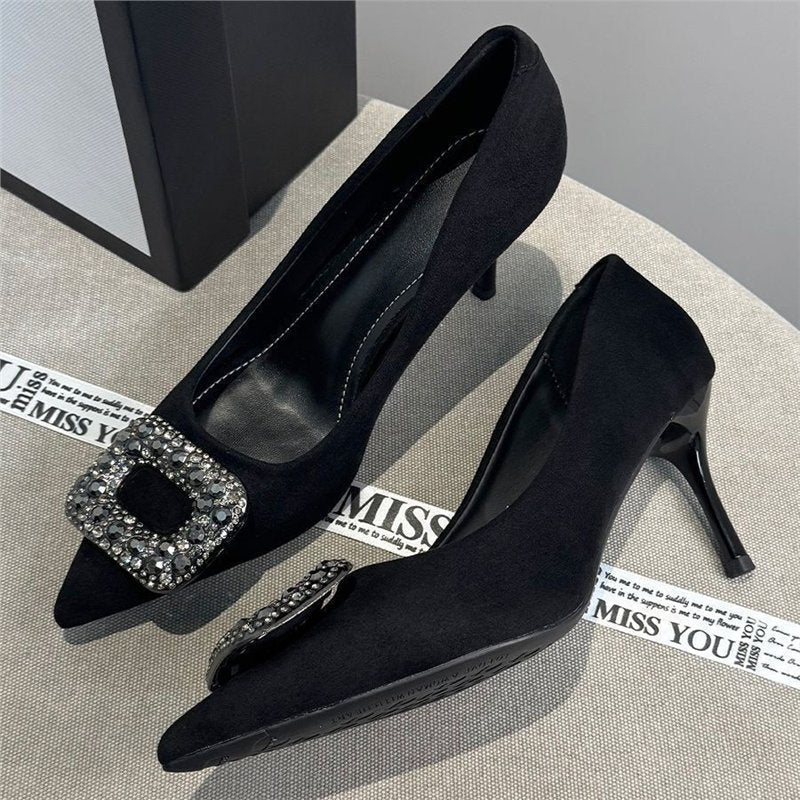 Damen elegante High Heel Pumps mit funkelnder Strassverzierung R&B