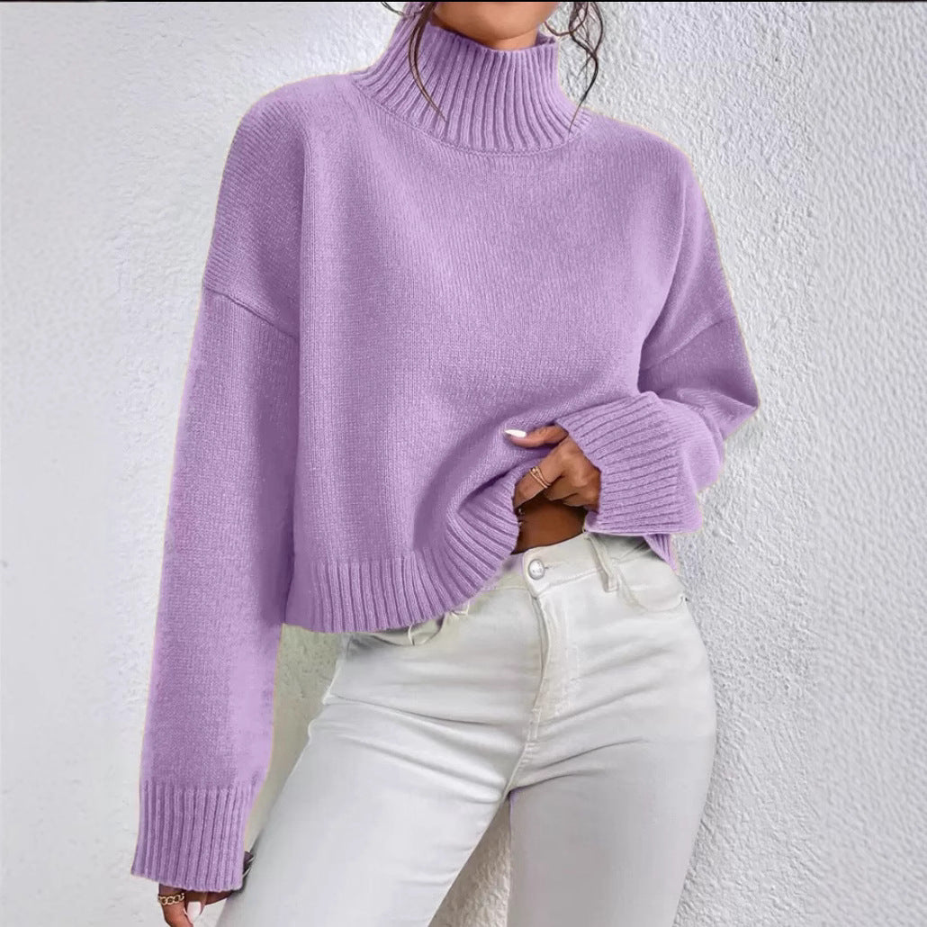Damen modischer Kragenpullover aus weicher Wolle R&B