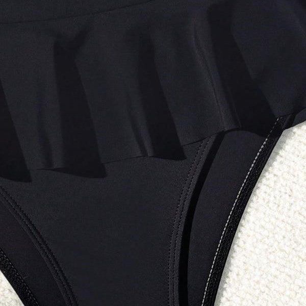 Damen Badeset mit eleganter Rüsche und hohem Taille R&B