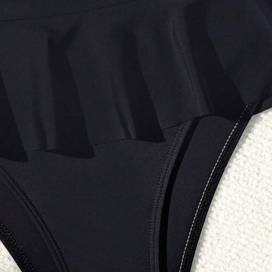 Damen Badeset mit eleganter Rüsche und hohem Taille R&B