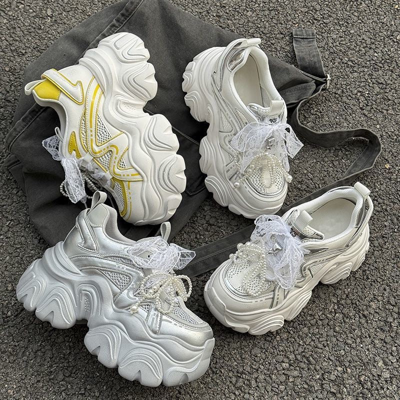 Damen Sportliche Chunky Sneakers mit reflektierenden Elementen