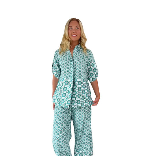 Damen Chice Blusen-Hosen-Kombination mit floralem Druck und weitem Schnitt R&B