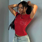 Damen Spitzen-Crop-Top R&B