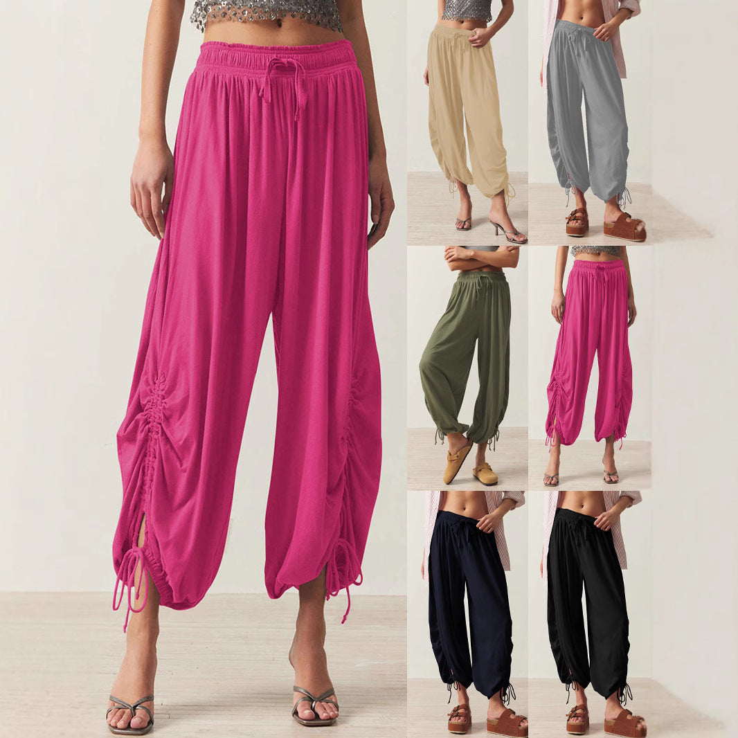 Damen luftige Chino-Hose mit verstellbarem Bund und Kordelzug R&B