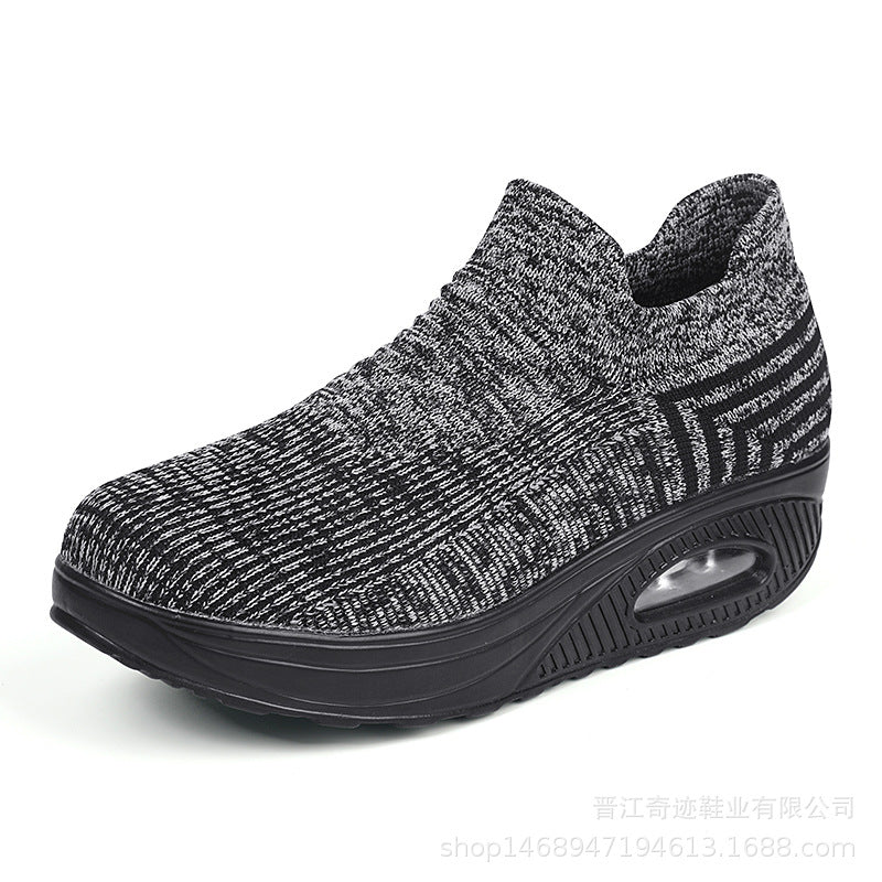 Damen nan gestrickter Schlupf-Walking-Sneaker mit anatomischer Pronationsstütze, Luftpolster-Zwischensohle und sockenähnlichem Schaft R&B