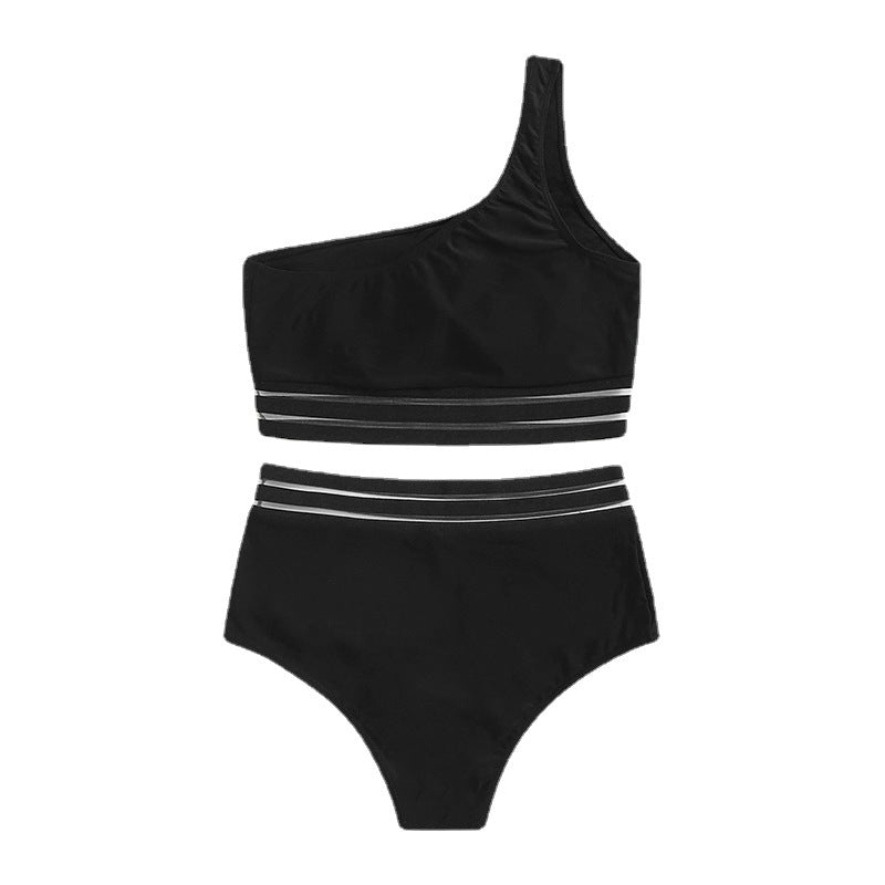 Damen asymmetrisches Bikini-Set mit elastischen Bändern R&B