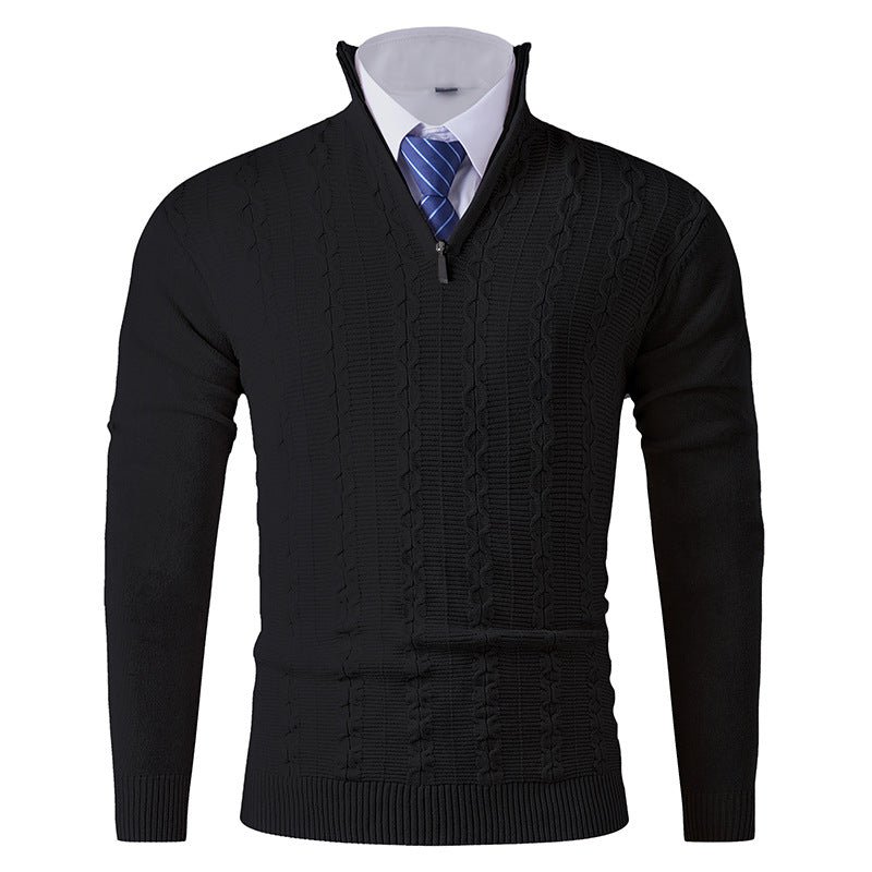Herren modischer Rollkragenpullover mit strukturiertem Zopfdesign R&B