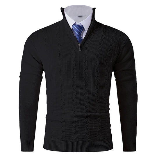 Herren modischer Rollkragenpullover mit strukturiertem Zopfdesign R&B