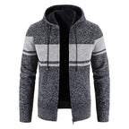 Herren Strickjacke mit Kapuze und warmem Fleece-Innenfutter