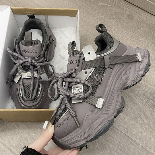 Damen Sportliche Chunky Sneakers mit atmungsaktiver Mesh-Oberfläche und innovativem Schnürsystem R&B