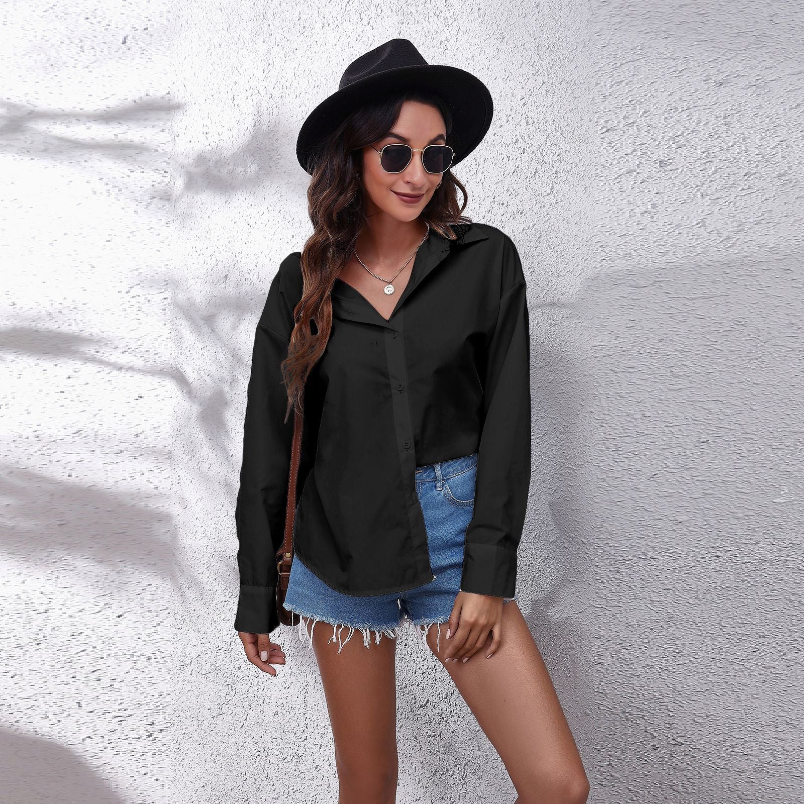 Damen Off-Shoulder Bluse mit geschlossenen Ärmeln und dekorativem Rückenausschnitt R&B